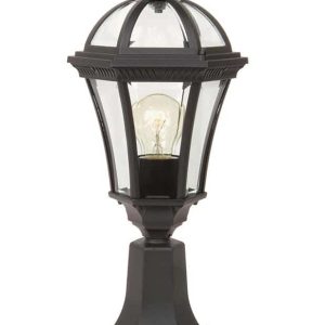 Ledbury 1 light traditional outdoor pedestal lantern black