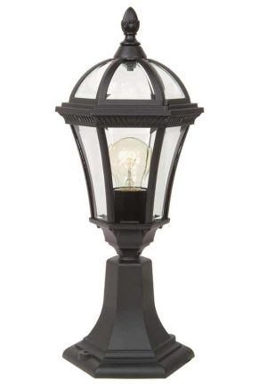 Ledbury 1 light traditional outdoor pedestal lantern black