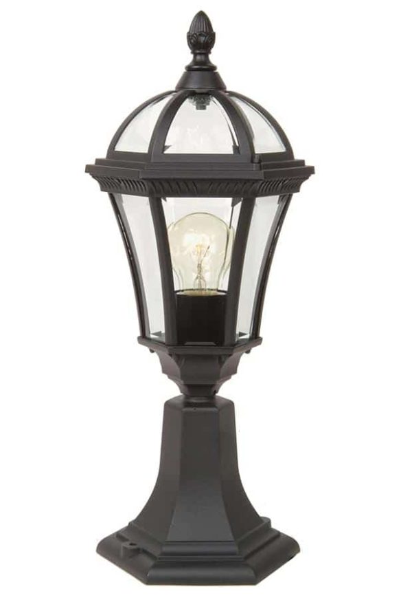 Ledbury 1 light traditional outdoor pedestal lantern black