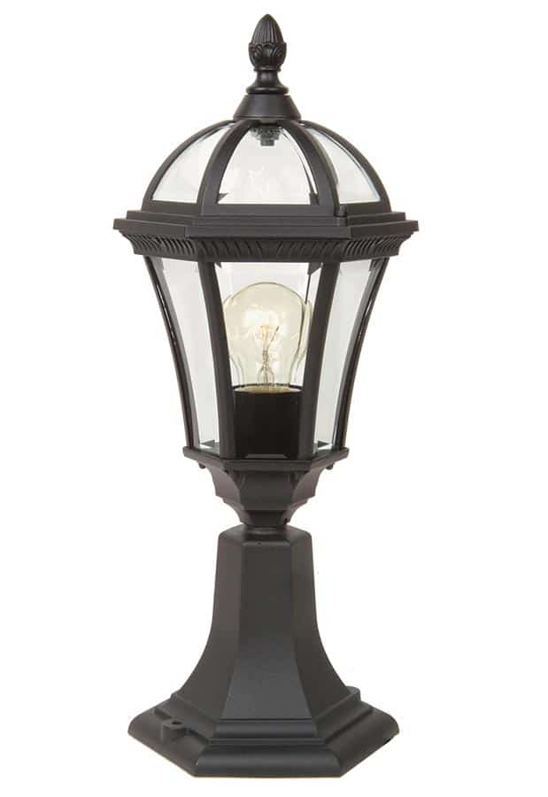 Elstead Ledbury 1 Light Traditional Pedestal Lantern Black IP44