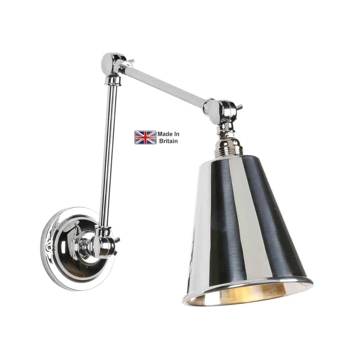 Hackney Handmade Swing Arm Wall Light Polished Chrome