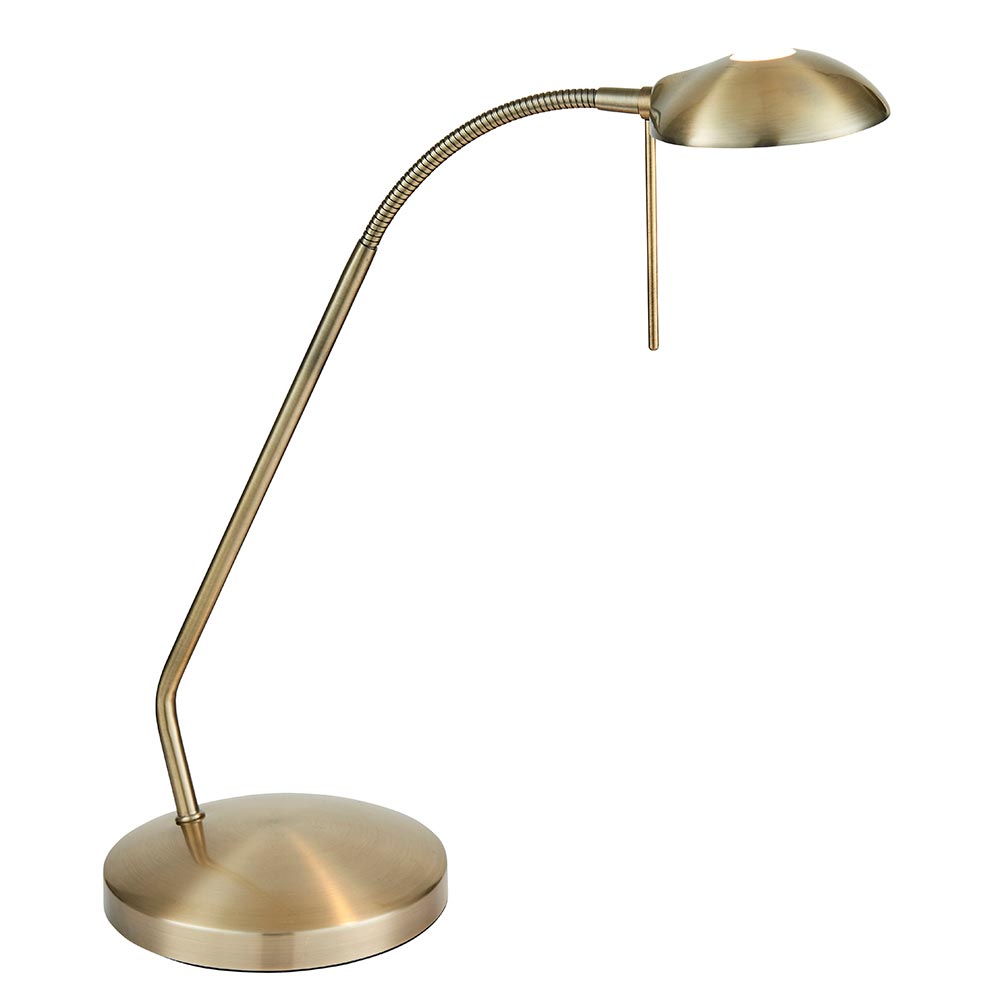 Hackney Adjustable Touch Dimmer Table Reading Lamp Antique Brass