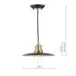 Dar Hannover 1 Light Pendant Black / Antique Brass
