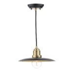 Dar Hannover 1 Light Pendant Black / Antique Brass