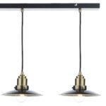 Dar Hannover 3 Light Bar Pendant Black / Antique Brass