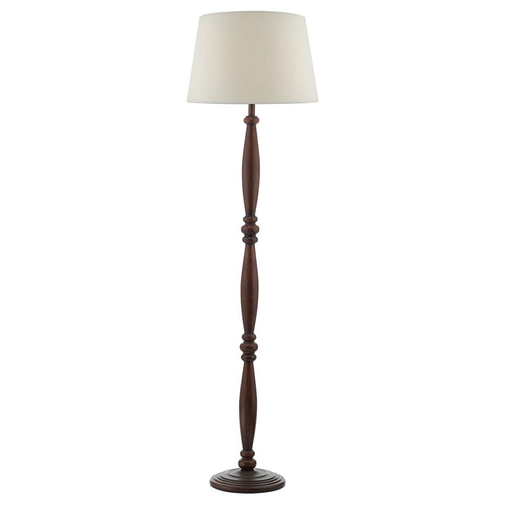 Dar Hayward Traditional Dark Wood Floor Lamp With Shade