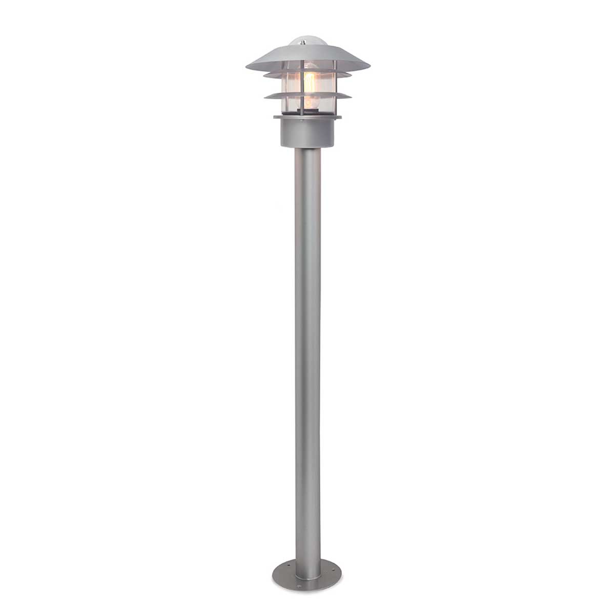 Elstead Helsingor Stainless Steel Outdoor Bollard Lantern Silver