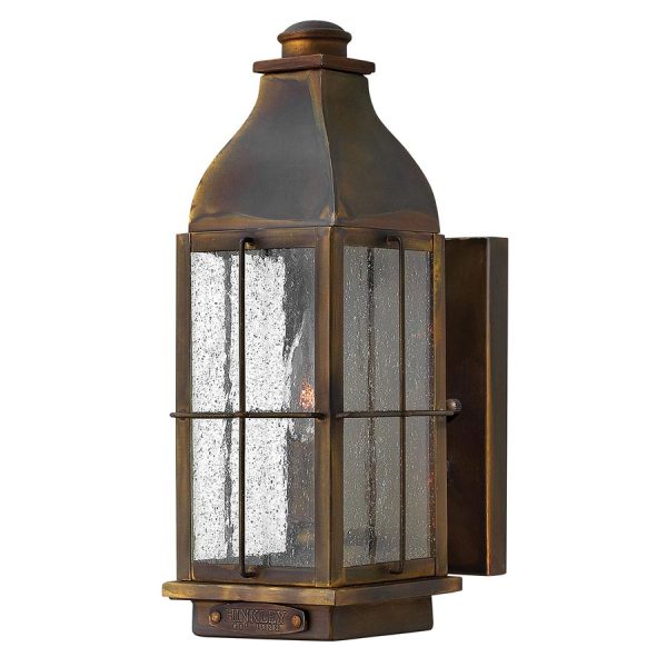 Hinkley Bingham 1 Light Small Solid Brass Outdoor Wall Lantern Sienna