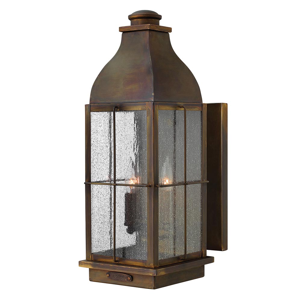 Hinkley Bingham 3 Light Large Solid Brass Outdoor Wall Lantern Sienna