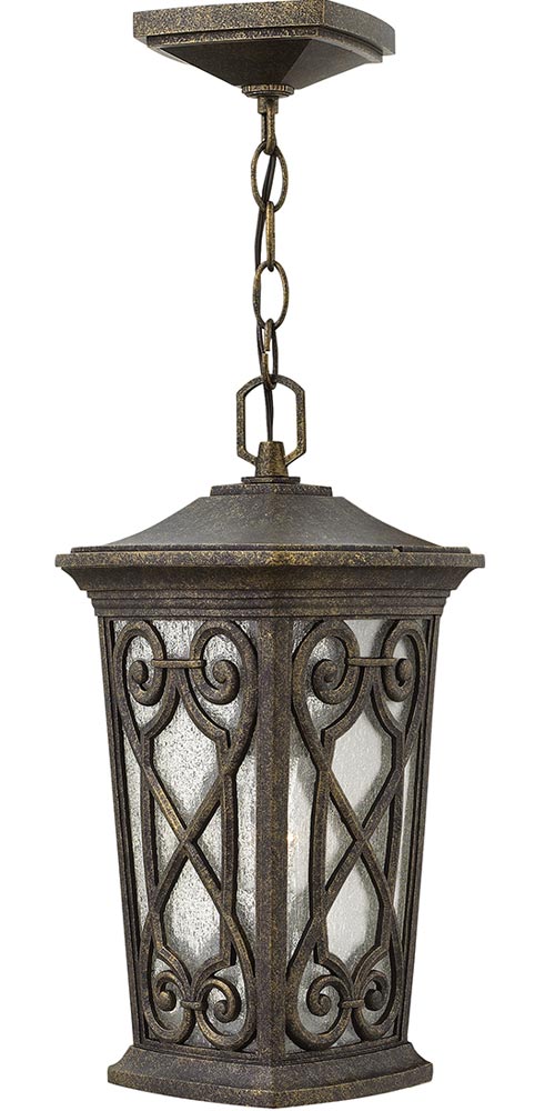 Hinkley Enzo Hanging Outdoor Porch Lantern Autumn Seeded Glass