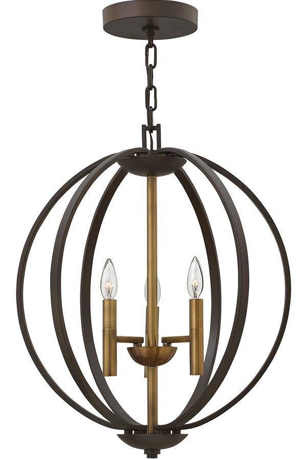 Hinkley Euclid 3 Light Pendant Chandelier Two Tone Spanish Bronze