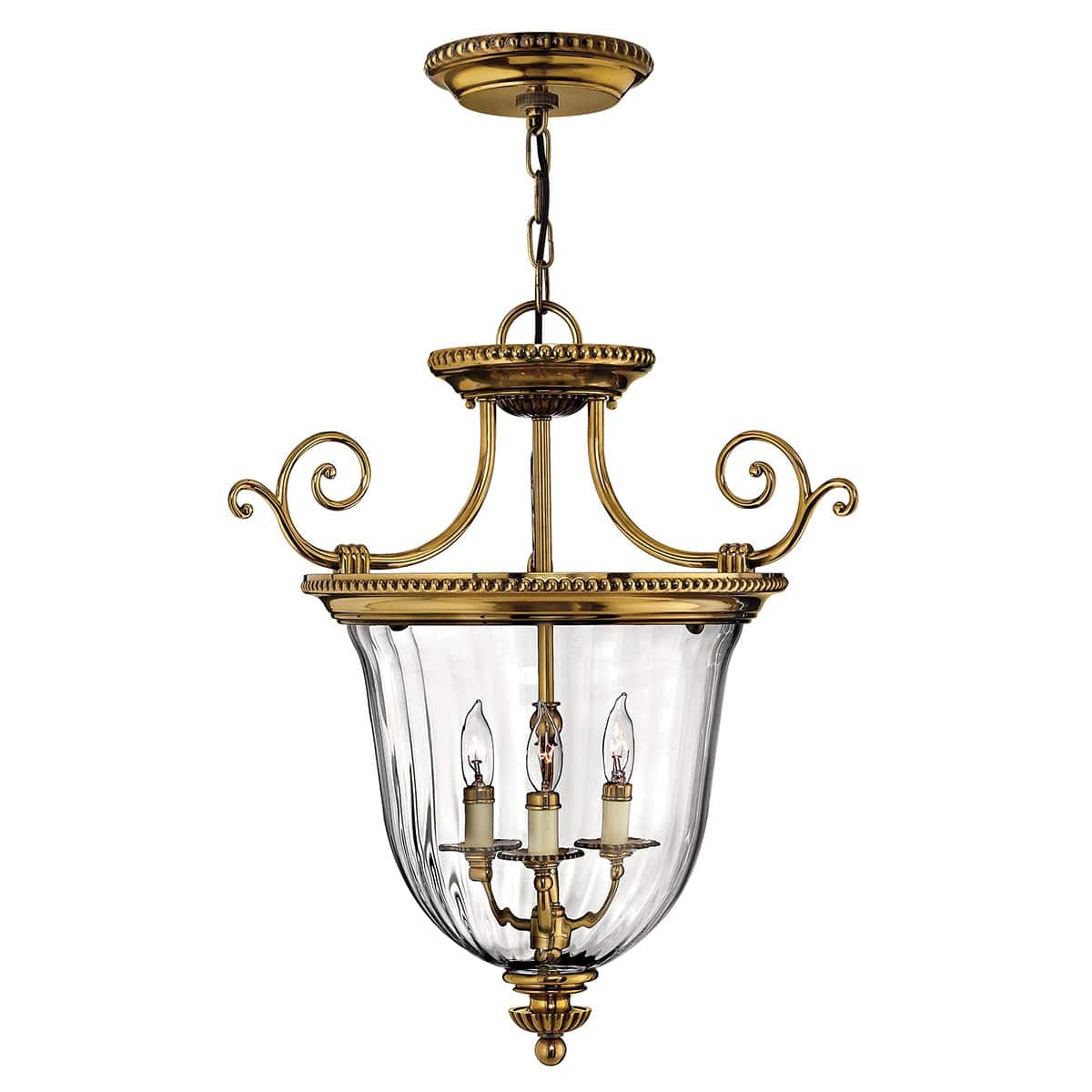 Hinkley Cambridge Small 3 Light Solid Brass Ceiling Pendant Lantern