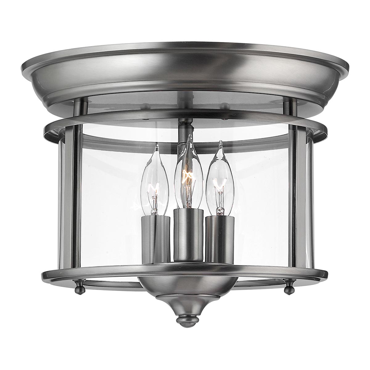 Hinkley Gentry Handmade Pewter Finish 3 Light Flush Low Ceiling Lantern