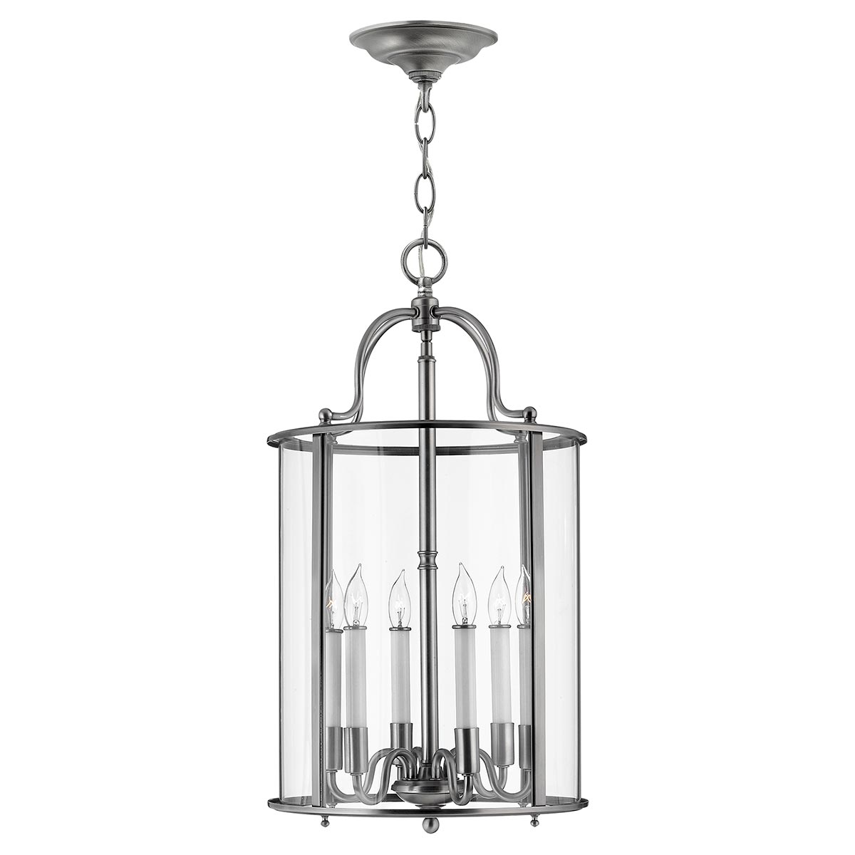 Hinkley Gentry Handmade Pewter Finish 6 Light Large Hanging Lantern