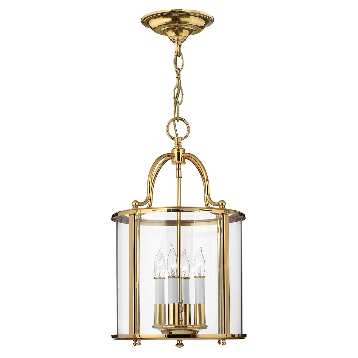 Hinkley Gentry 4 Light Solid Polished Brass Medium Hanging Lantern