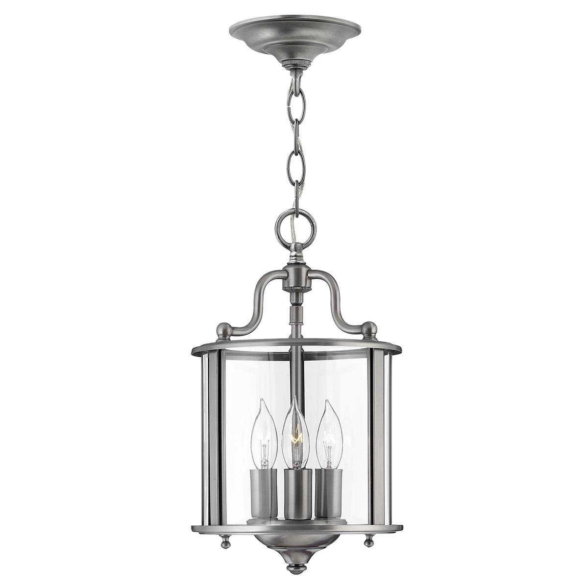 Hinkley Gentry Handmade Pewter Finish 3 Light Small Hanging Lantern