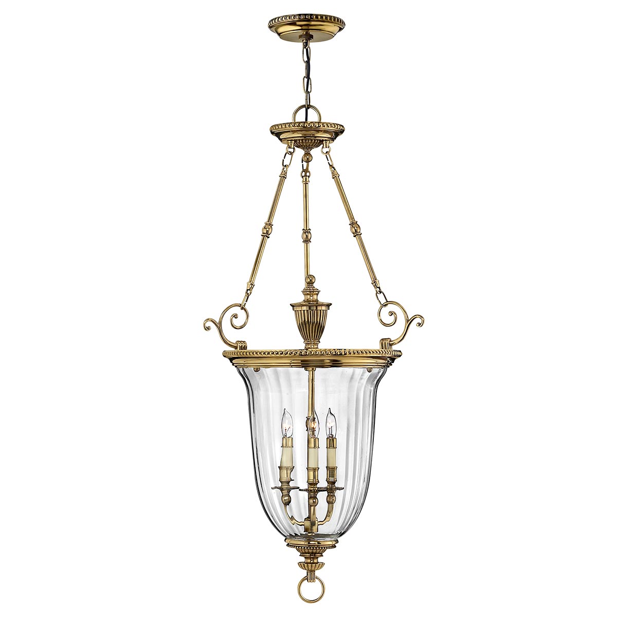 Hinkley Cambridge Large 3 Light Solid Brass Ceiling Pendant Lantern