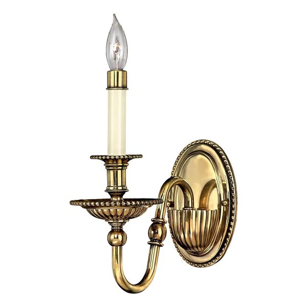 Cambridge single traditional wall light in solid burnished brass, main image on white background.