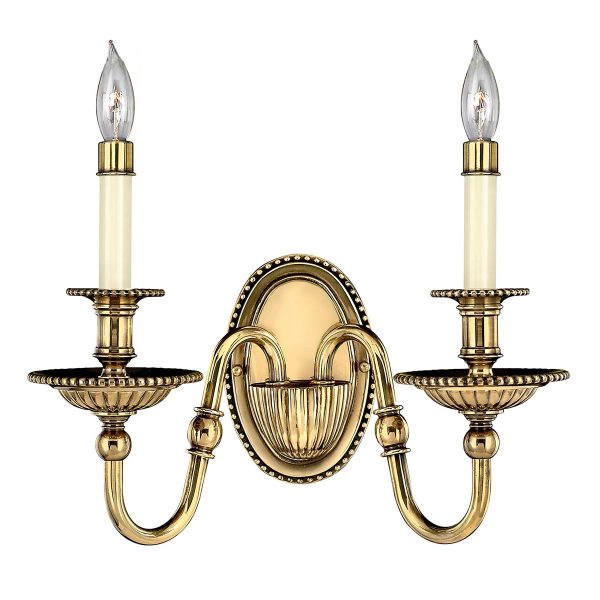 Hinkley Cambridge traditional twin wall light in solid burnished brass