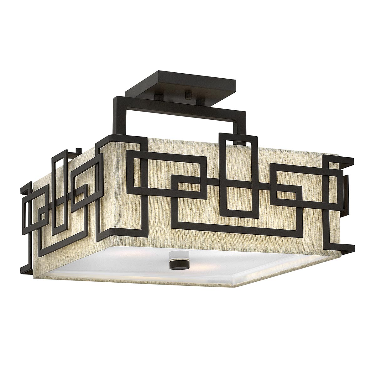 Hinkley Lanza Oil Rubbed Bronze 3 Lamp Semi Flush Low Ceiling Light