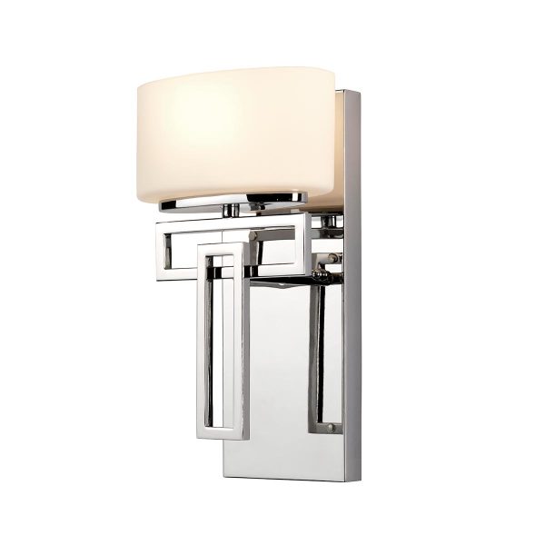 Hinkley Lanza 1 lamp polished chrome bathroom wall light with opal white glass shade