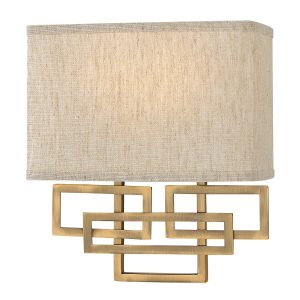 Hinkley Lanza 2 lamp brushed bronze wall light with linen shade