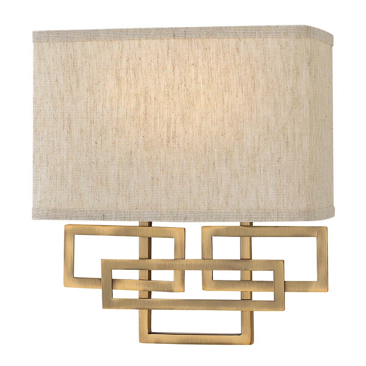 Hinkley Lanza Designer 2 Lamp Brushed Bronze Wall Light Linen Shade