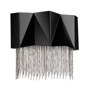 Zuma 3 lamp wall light in satin black finish with silver chain accents