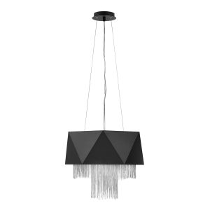 Zuma 6 light ceiling pendant in satin black finish with silver chain accents