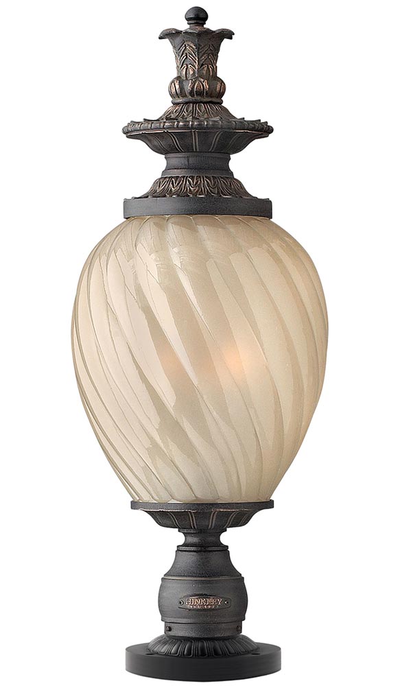 Hinkley Montreal 3 Light Large Outdoor Pedestal Lantern Aged Iron