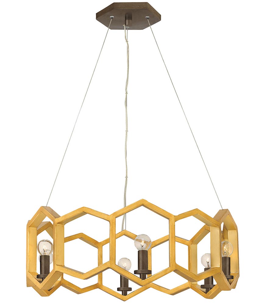 Hinkley Moxie 6 Light Pendant Sunset Gold Geometric Design