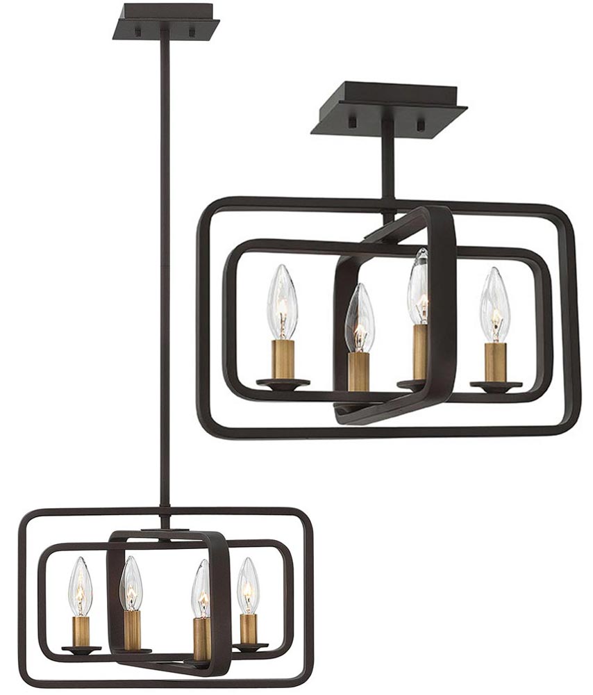 Hinkley Quentin 4 Light Dual Mount Pendant Chandelier Buckeye Bronze