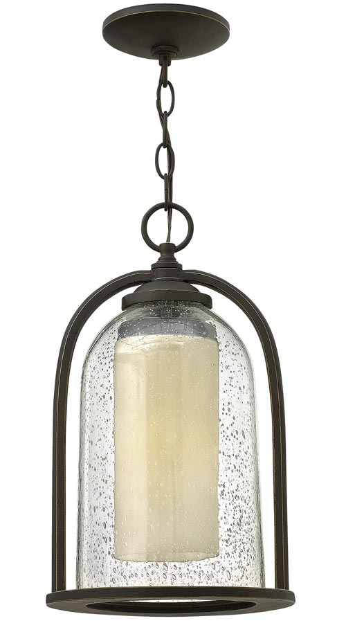 Hinkley Quincy 1 Light Hanging Outdoor Porch Lantern Oil Rubbed Bronze