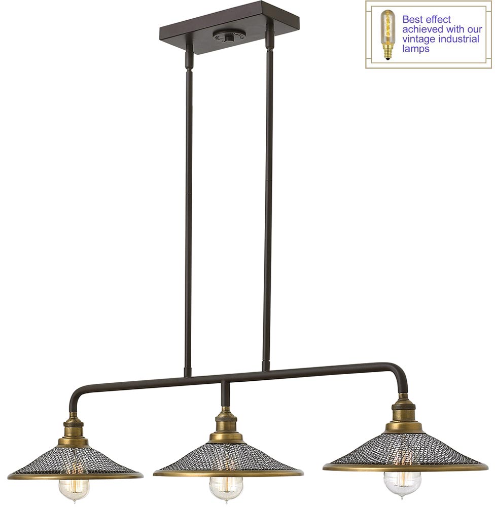 Hinkley Rigby Buckeye Bronze 3 Light Island Chandelier Two Tone Finish