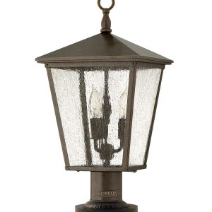 Hinkley Trellis 3 Light Outdoor Pedestal Lantern Regency Bronze