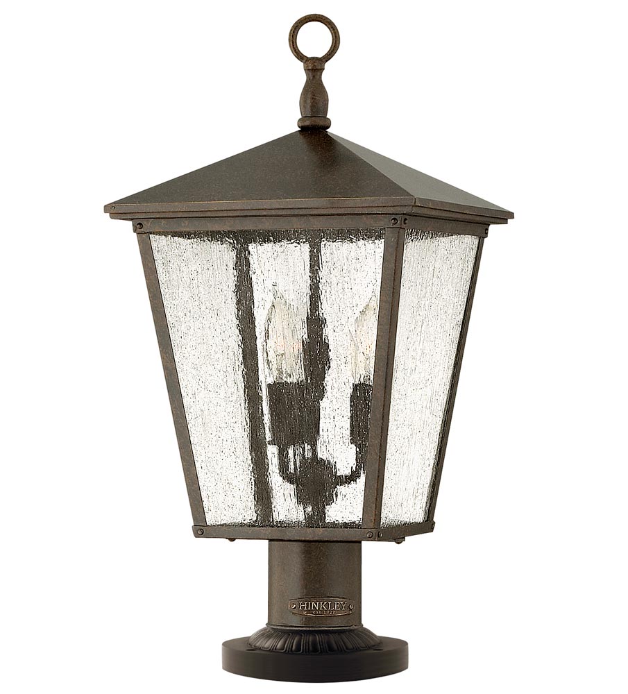 Hinkley Trellis 3 Light Outdoor Pedestal Lantern Regency Bronze