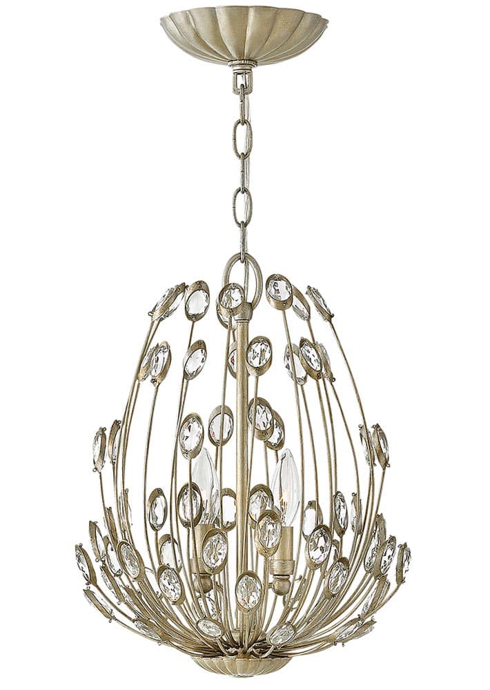 Hinkley Tulah 3 Light Ceiling Pendant Silver Leaf Crystal