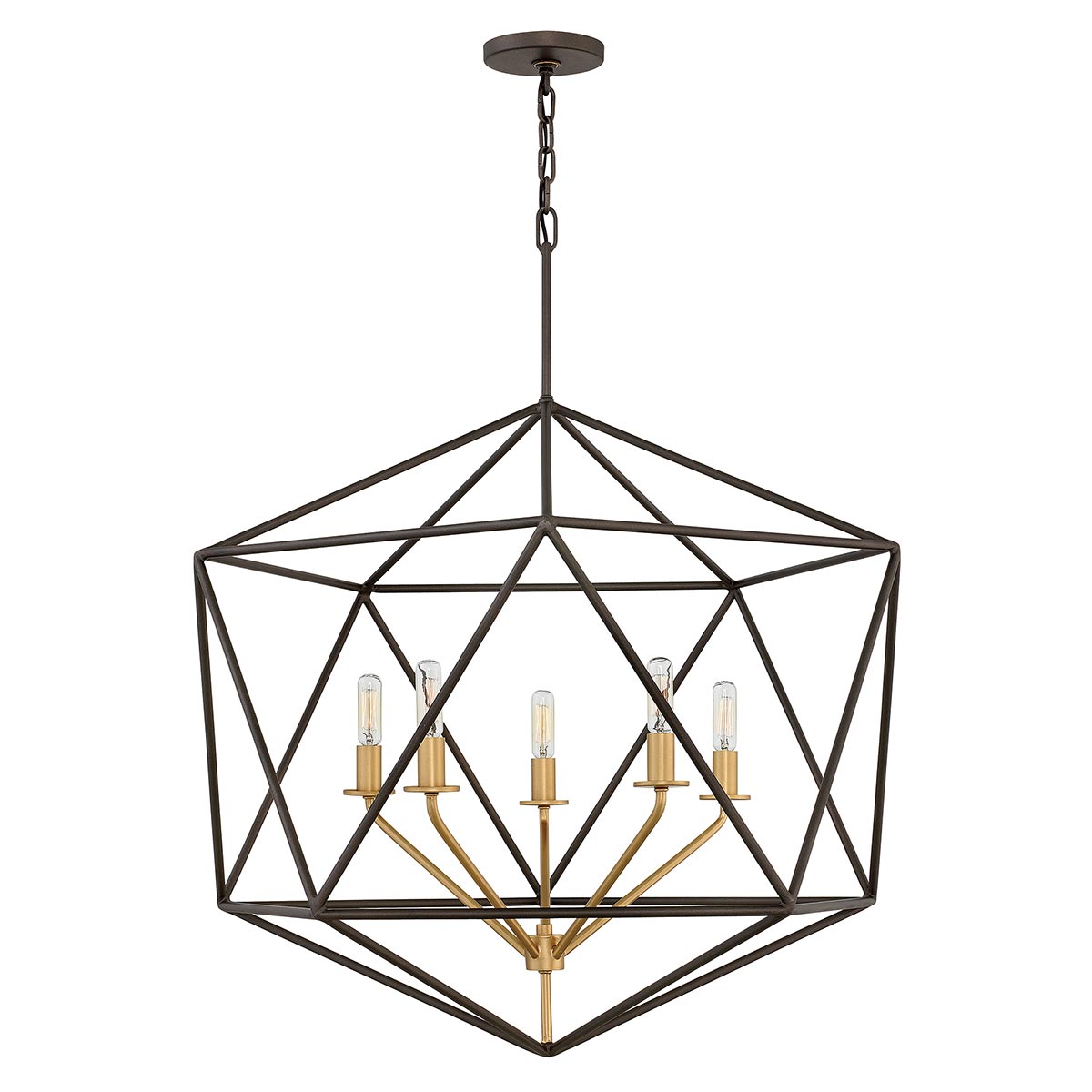 Hinkley Astrid 5 Light Pendant Chandelier Matt Bronze & Gold