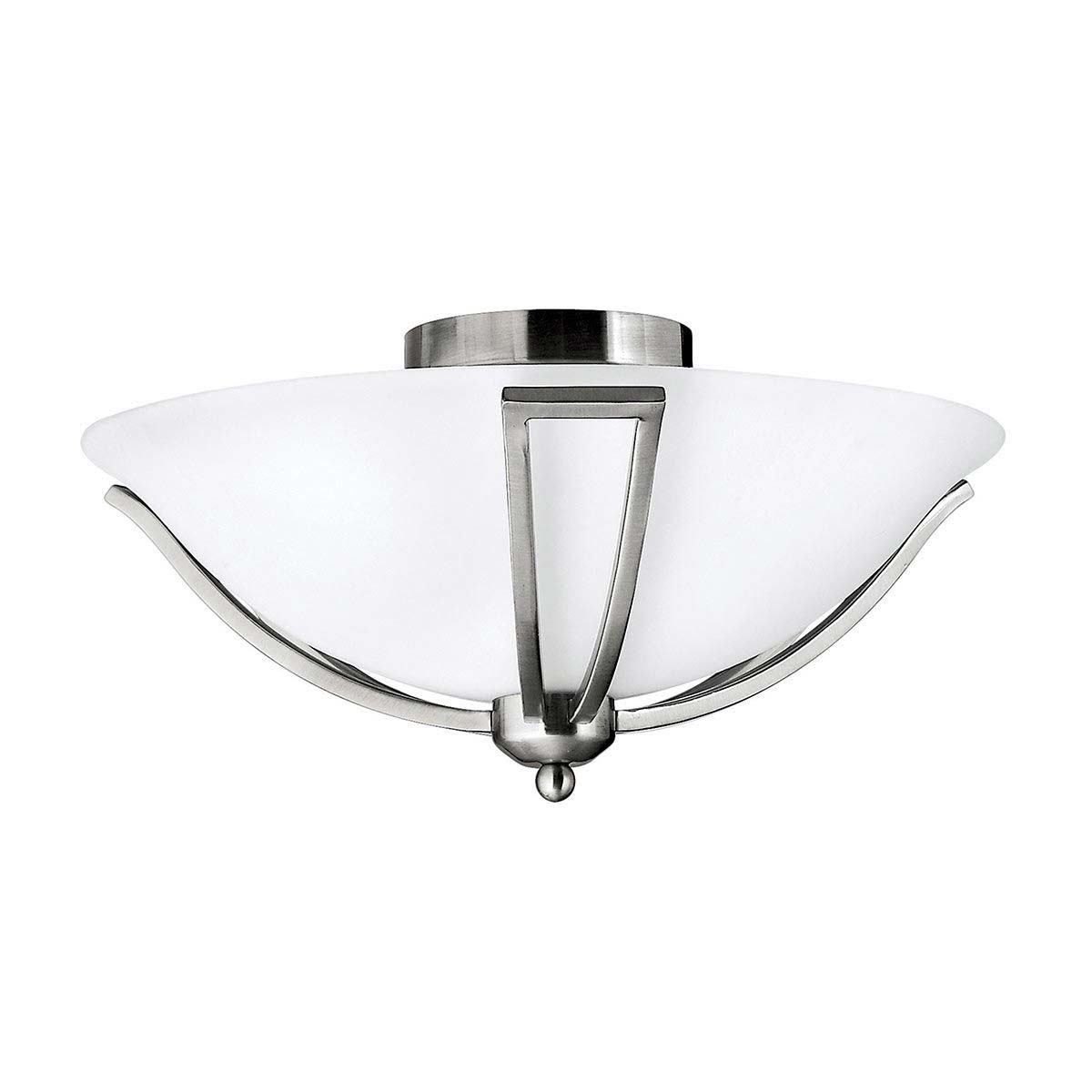 Hinkley Bolla Quality Art Deco Style Flush 2 Light Fitting Satin Nickel