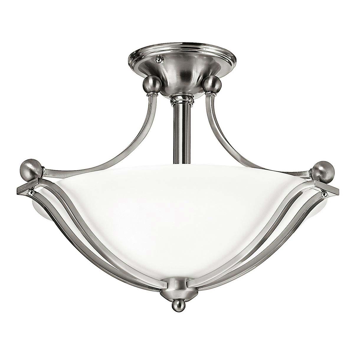 Hinkley Bolla Art Deco Style Semi Flush 2 Light Fitting Satin Nickel