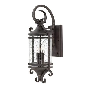 Hinkley Casa medium outdoor wall lantern in olde black with seedy glass main image