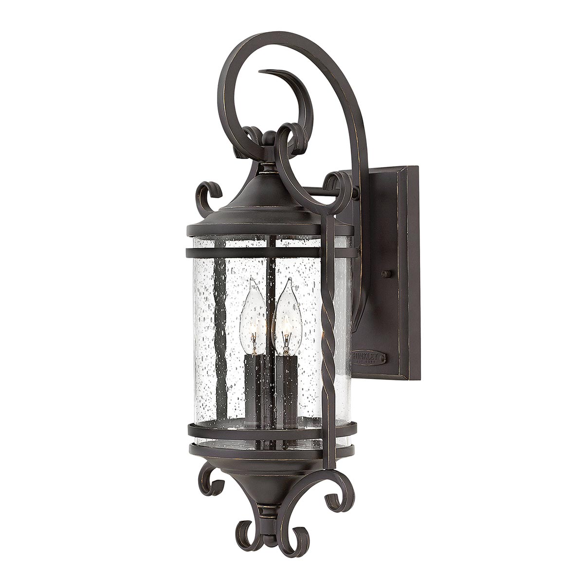 Casa Rustic 2 Light Medium Outdoor Wall Lantern Black Seeded Glass