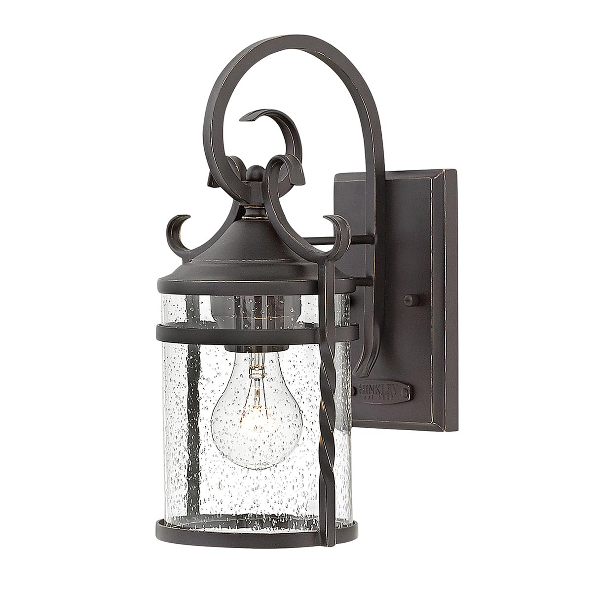 Casa Rustic 1 Light Small Outdoor Wall Lantern Olde Black Seeded Glass