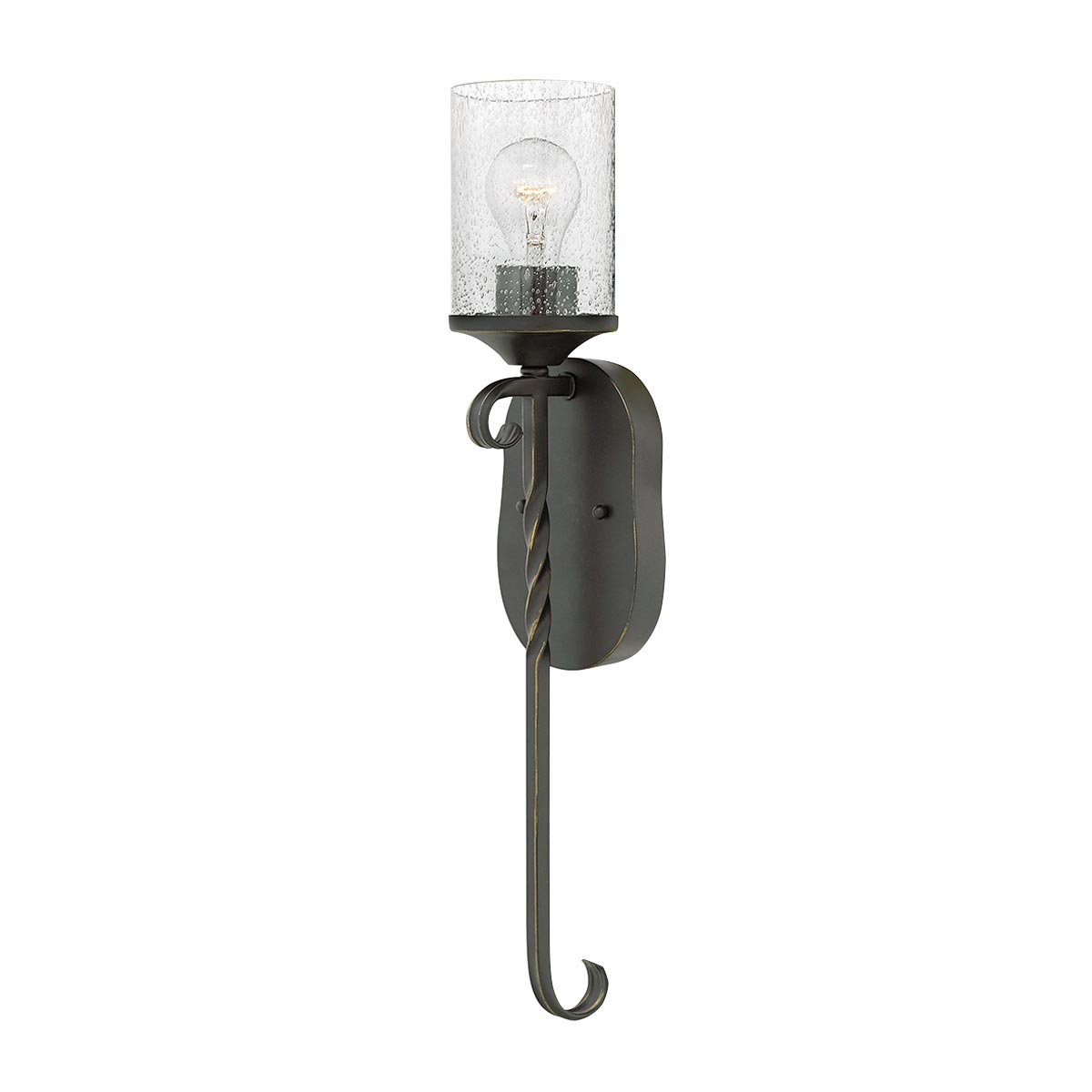 Hinkley Casa Single Wall Light Olde Black Seeded Glass Shade