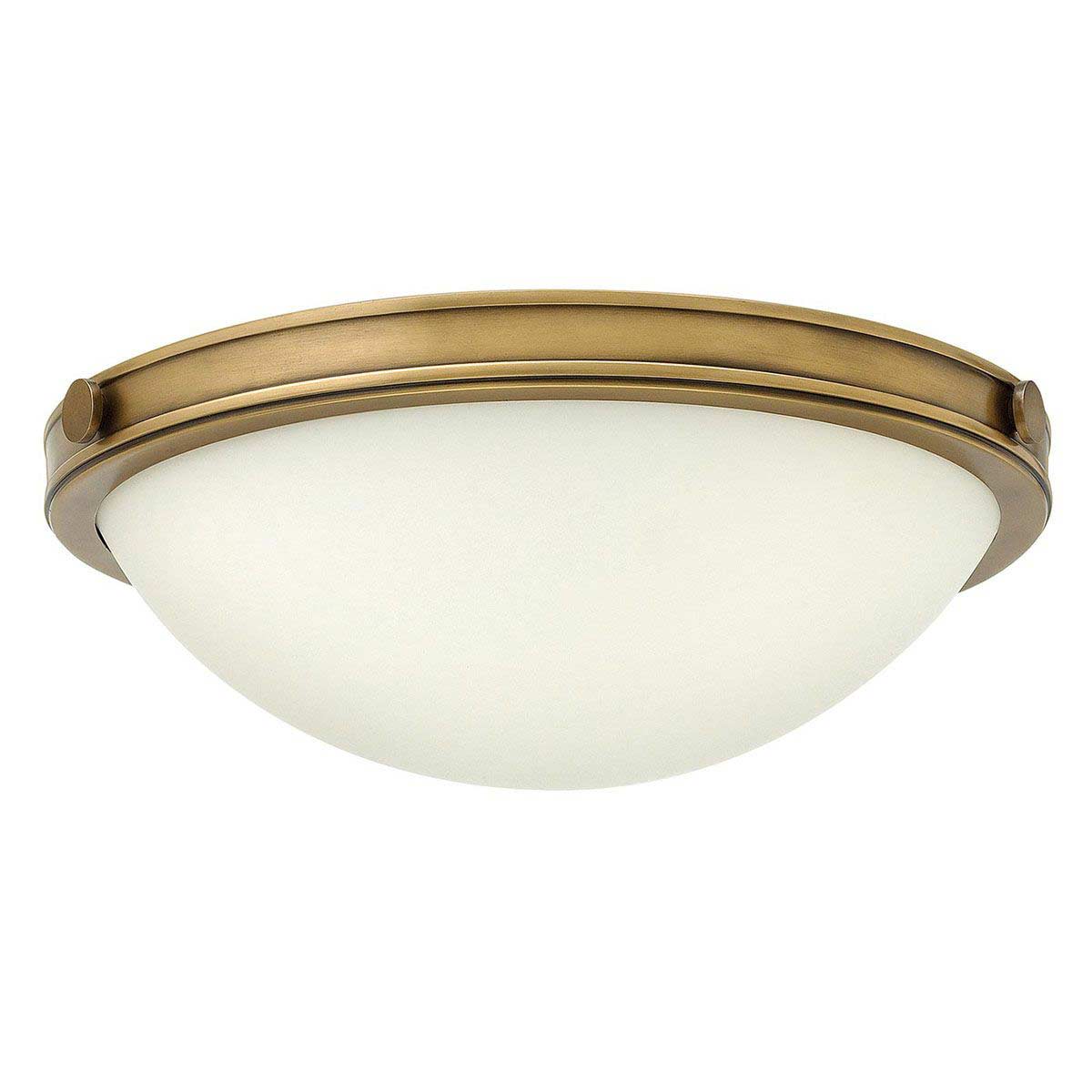 Hinkley Collier 2 Light Flush Mount Ceiling Light Opal Glass Heritage Brass