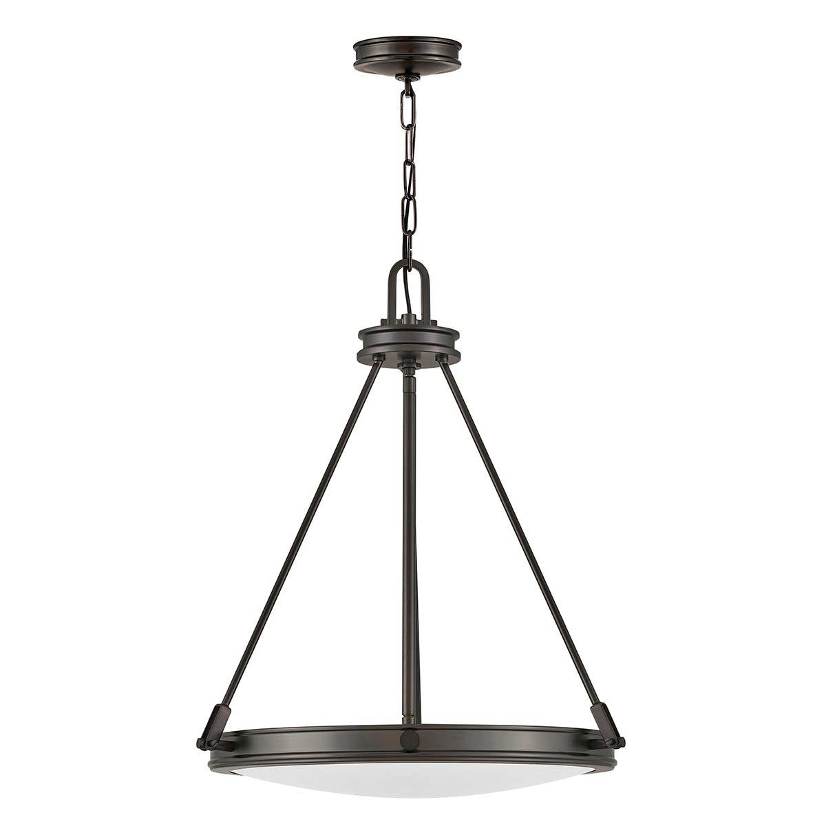 Hinkley Collier 4 Light Pendant in Black Oxide with Opal Glass