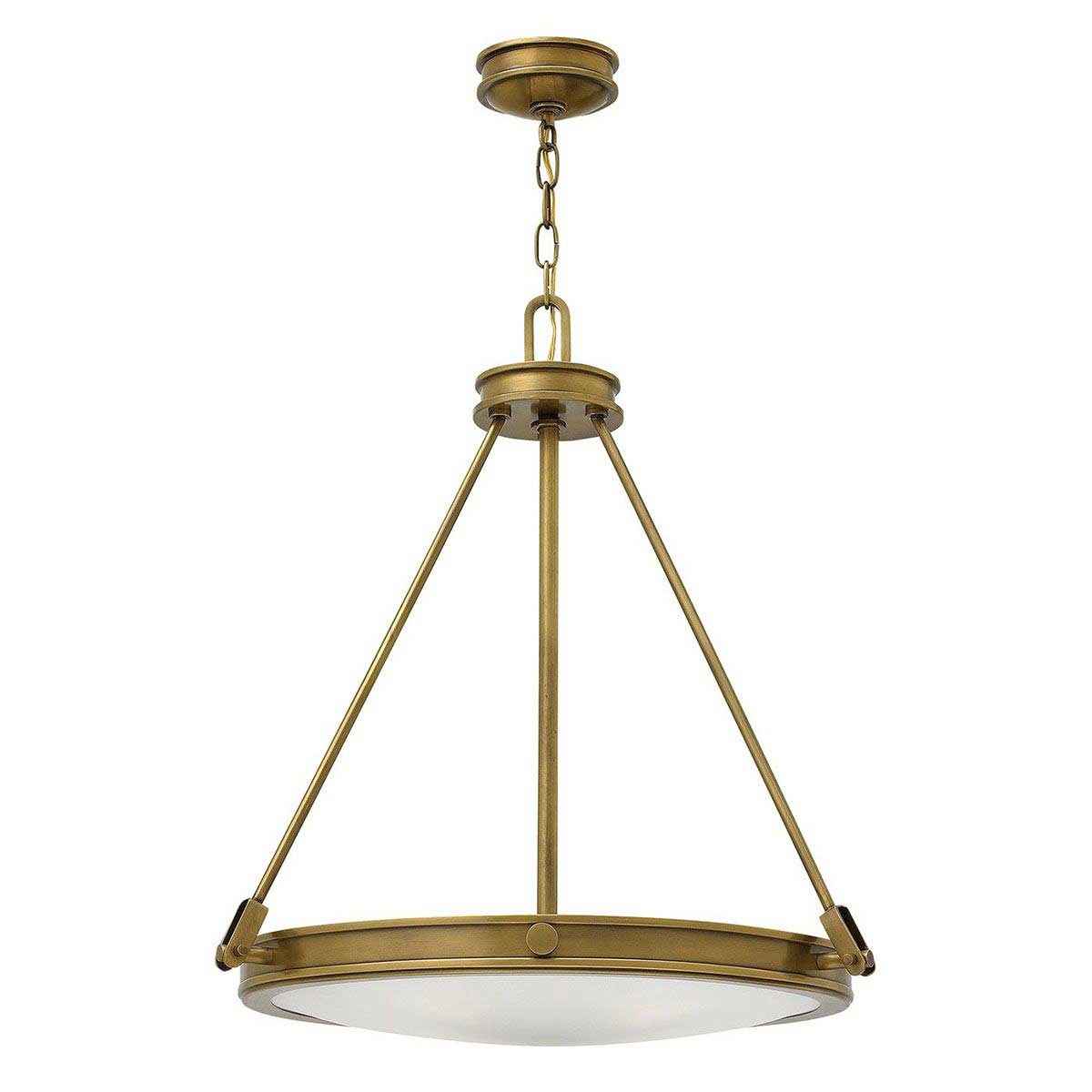 Hinkley Collier 4 Light Pendant Opal Glass Dish Heritage Brass