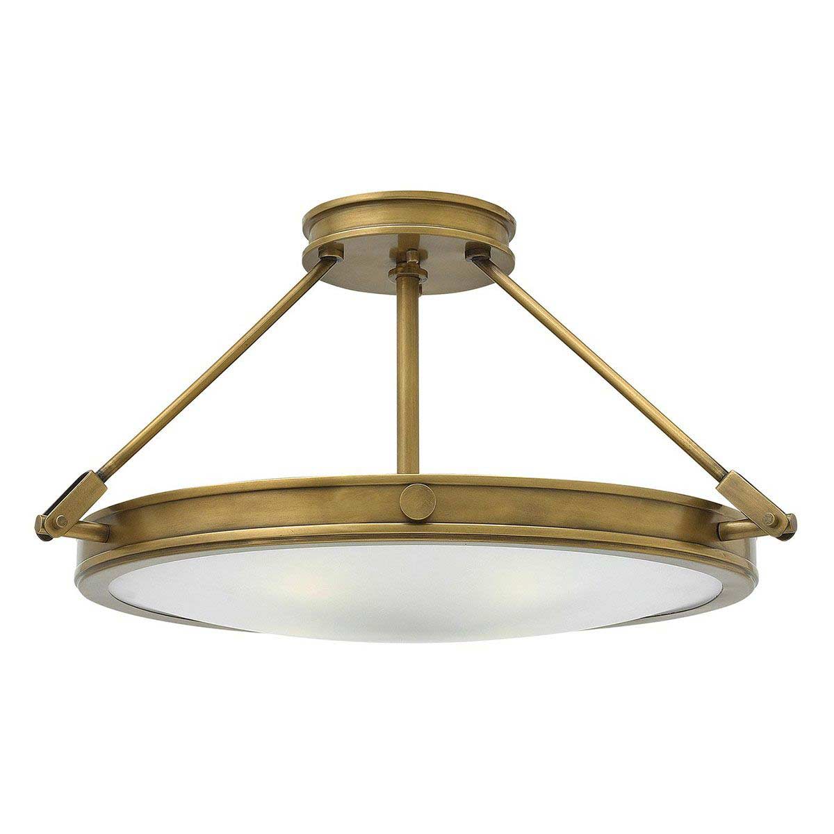 Hinkley Collier 4 Light Semi Flush Ceiling Light Opal Glass Heritage Brass