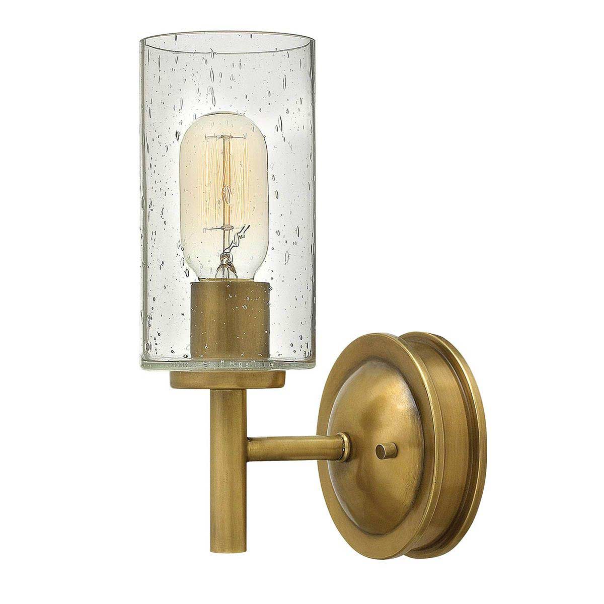 Hinkley Collier Single Wall Light Seeded Glass Shade Heritage Brass