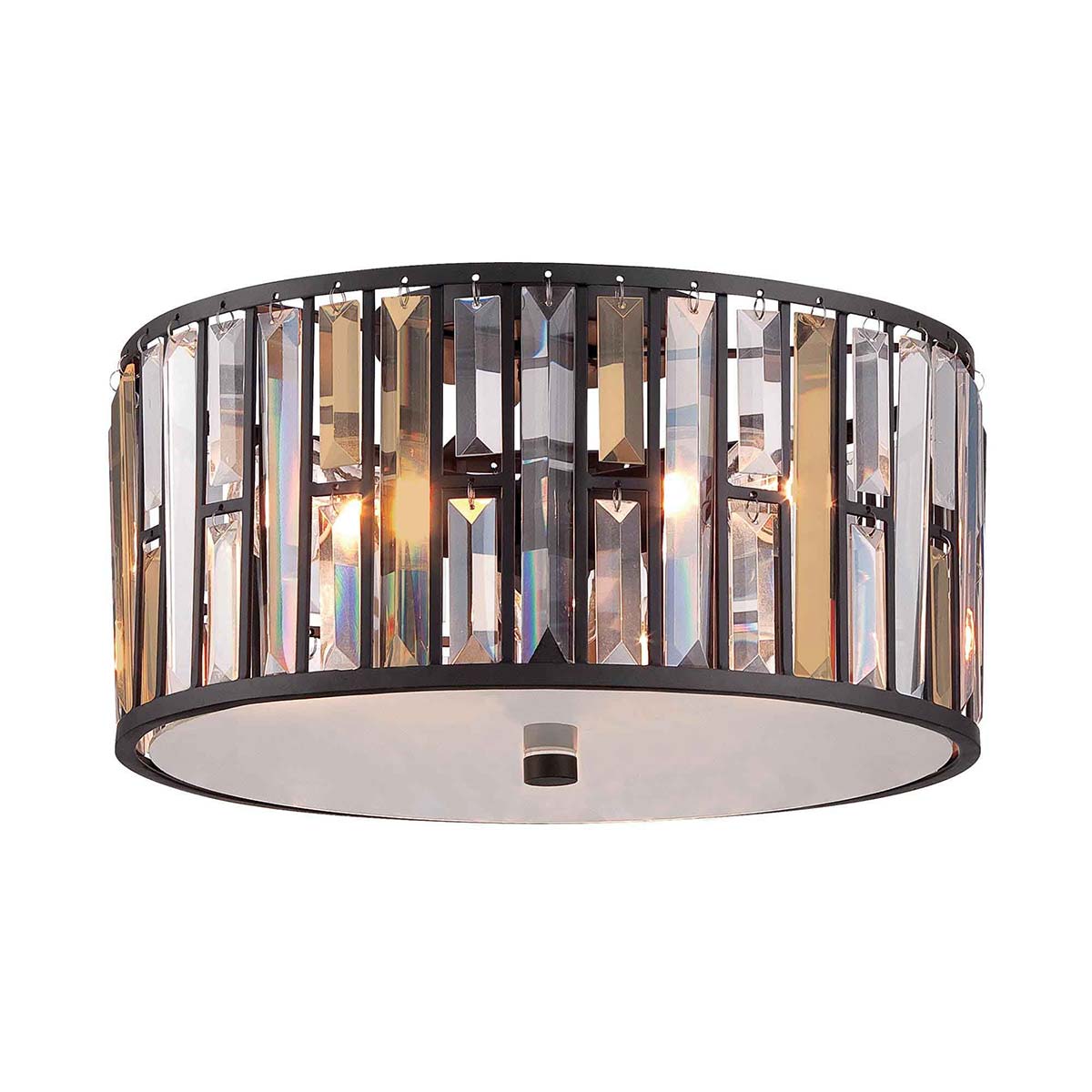 Hinkley Gemma Luxury 3 Lamp Crystal Drum Flush Light Vintage Bronze